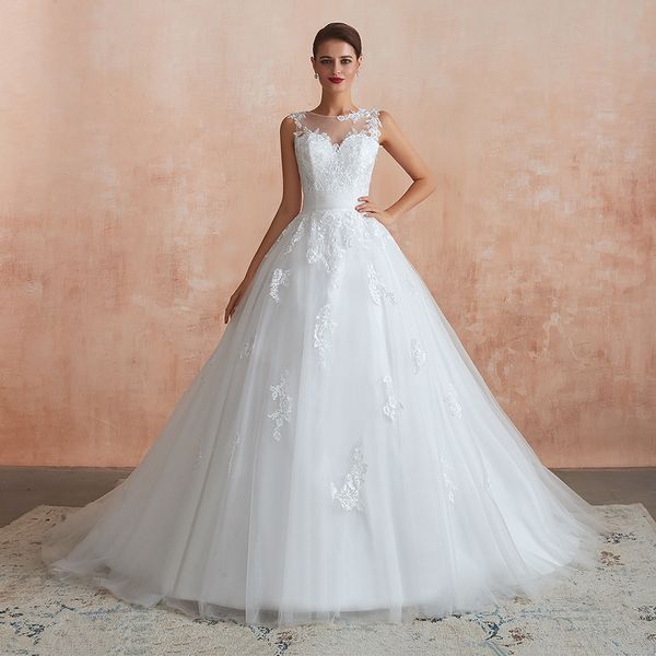 m32366 illusion jewel neckline sleeveless vintage wedding dresses lace appliques button up back wedding gown sirena vestidos de novia, White
m32366 illusion jewel neckline sleeveless vintage wedding dresses lace appliques button up back wedding gown sirena vestidos de novia, White