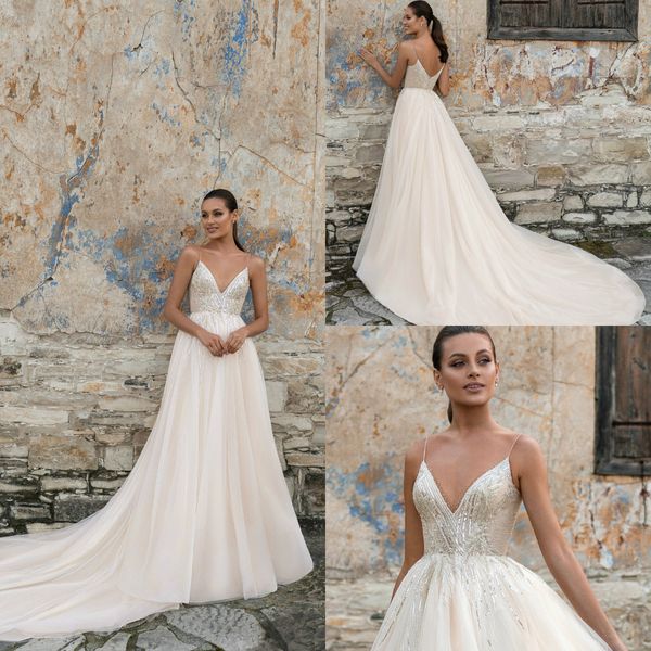 sequins beach bohemian wedding dresses v neck beading bridal gowns vestido de novia boho backless wedding dress, White
sequins beach bohemian wedding dresses v neck beading bridal gowns vestido de novia boho backless wedding dress, White