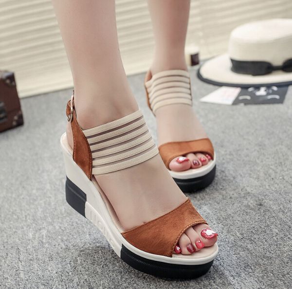 women's shoes summer new roman word buckle waterproof platform fish mouth wedge with high heel sandals, Black
women's shoes summer new roman word buckle waterproof platform fish mouth wedge with high heel sandals, Black
