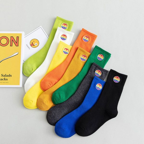 women girls harajuku neon colorful long crew socks cute rainbow stripes smile face embroidery student hip hop hosiery, Black;white
women girls harajuku neon colorful long crew socks cute rainbow stripes smile face embroidery student hip hop hosiery, Black;white
