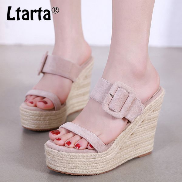 ltarta summer leisure and comfort word belt wedge heel shoes thick bottom waterproof platform suede high heel slippers, Black
ltarta summer leisure and comfort word belt wedge heel shoes thick bottom waterproof platform suede high heel slippers, Black