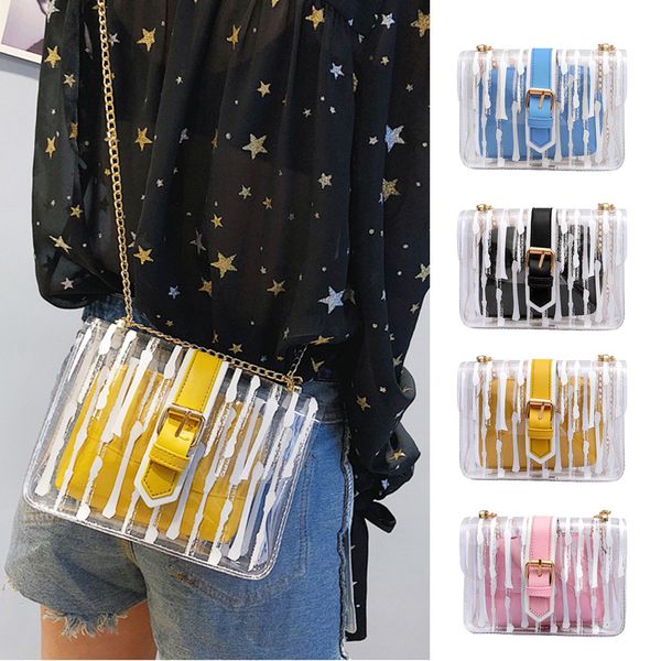 2pcs women's shouler bag transparent handbag 2019 new fashion striped crossbody bags chains candy color jelly bag handbag bolsas
2pcs women's shouler bag transparent handbag 2019 new fashion striped crossbody bags chains candy color jelly bag handbag bolsas