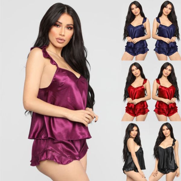 2pcs newly women satin lace sleepwear solid color nightdress comfy nightwear ladies pajamas set, Blue;gray
2pcs newly women satin lace sleepwear solid color nightdress comfy nightwear ladies pajamas set, Blue;gray
