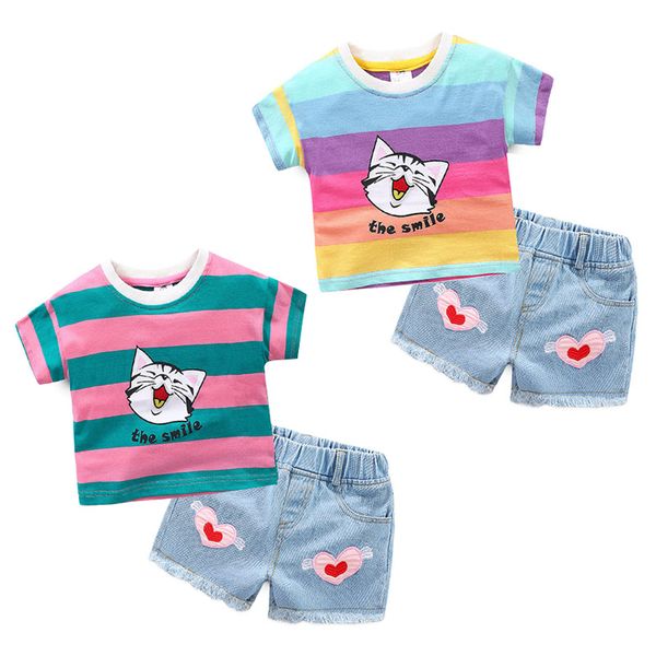 baby rainbow strip suit new girl's summer suit 2019 children's t-shirt shorts short sleeve round collar kids clothes girls, White
baby rainbow strip suit new girl's summer suit 2019 children's t-shirt shorts short sleeve round collar kids clothes girls, White