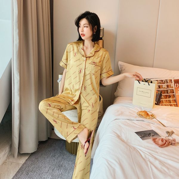 net red pajamas womens summer ice silk thin lapel short-sleeved pants suit popular korean fashion popular brand home service, Blue;gray
net red pajamas womens summer ice silk thin lapel short-sleeved pants suit popular korean fashion popular brand home service, Blue;gray