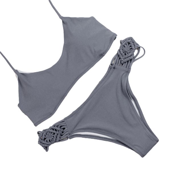 women halter split bikini set vintage rope solid swimwear beachwear set, White;black
women halter split bikini set vintage rope solid swimwear beachwear set, White;black