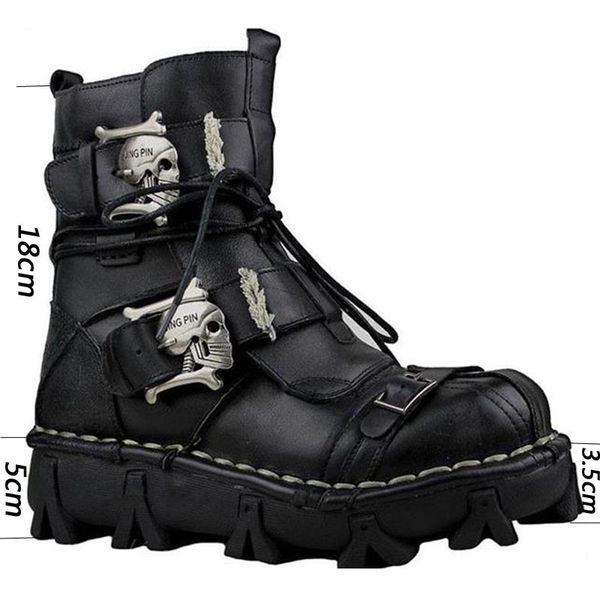 38~50 men boots natural leather punk rocker retro genuine leather motorcycle boots #1809/1990 mx190819, Black
38~50 men boots natural leather punk rocker retro genuine leather motorcycle boots #1809/1990 mx190819, Black