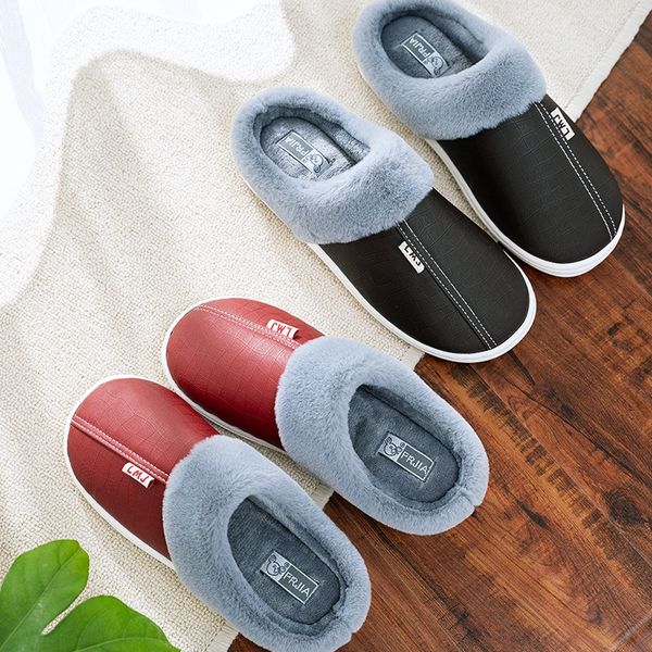 fengrun home leather and cotton slippers mens winter home indoor cotton slippers womens waterproof winter pu thick bottom antiskid warm coup, Black
fengrun home leather and cotton slippers mens winter home indoor cotton slippers womens waterproof winter pu thick bottom antiskid warm coup, Black