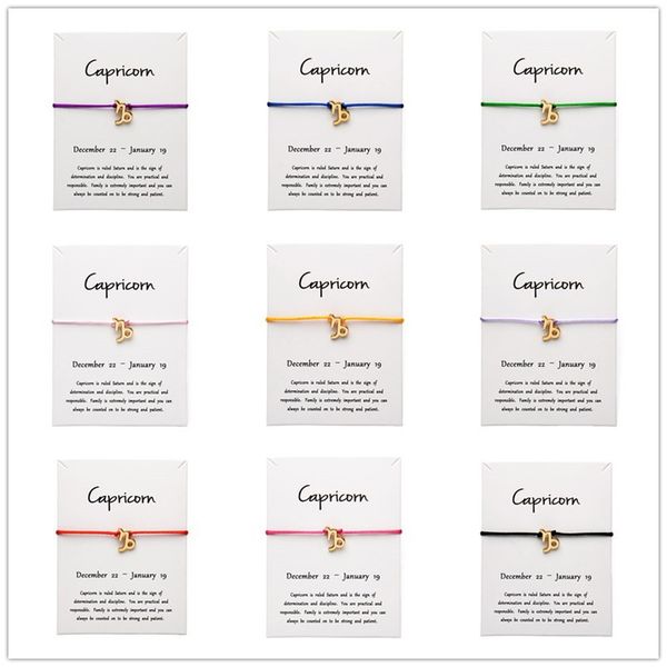 white card fashion jewelry 12 constellation zodiac capricorn lucky rope bracelet bangles for women accessories, Golden;silver
white card fashion jewelry 12 constellation zodiac capricorn lucky rope bracelet bangles for women accessories, Golden;silver