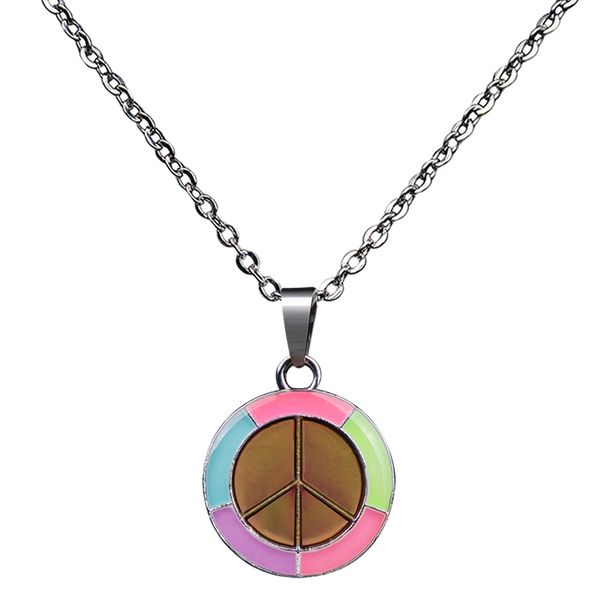 luminous peace sign necklace temperature sensing color change mood necklace, Silver
luminous peace sign necklace temperature sensing color change mood necklace, Silver