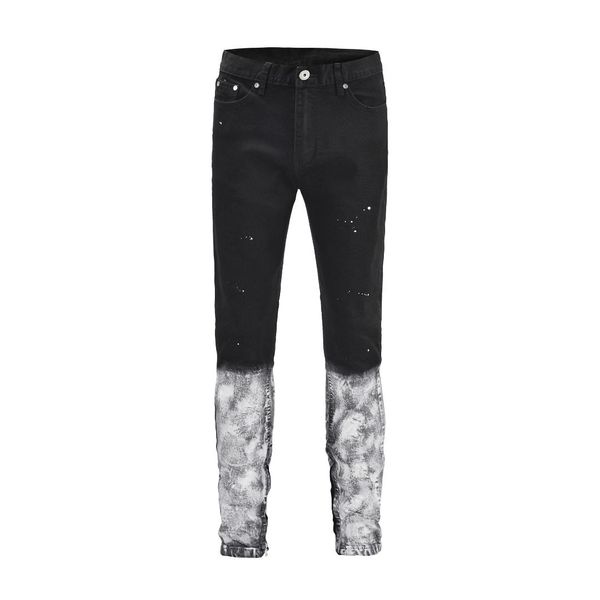 black white patchwork spliced dark wash jeans slim biker motocycle trousers paint zipper denim men pants, Blue
black white patchwork spliced dark wash jeans slim biker motocycle trousers paint zipper denim men pants, Blue