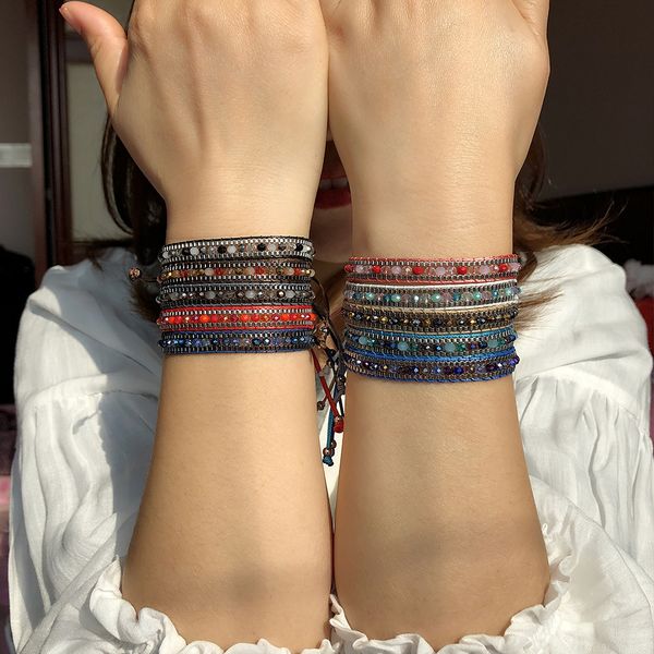 mixed color crystal beads multi-layer rope wide chain national style retractable woven bracelet female, Golden;silver
mixed color crystal beads multi-layer rope wide chain national style retractable woven bracelet female, Golden;silver