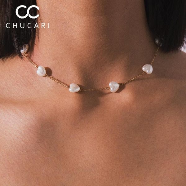 chucari new simple layer short choker necklace irregular pendant pearl necklaces pentagram heart-shaped gold chain women jewelry, Golden;silver
chucari new simple layer short choker necklace irregular pendant pearl necklaces pentagram heart-shaped gold chain women jewelry, Golden;silver