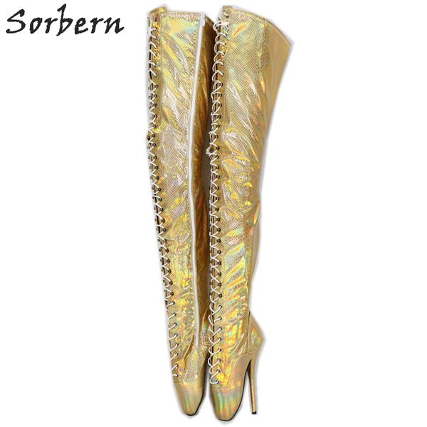 

holographic snake crotch thigh high boots women stilettos ballet high heels long boot lady custom shaft length wide calf, Black