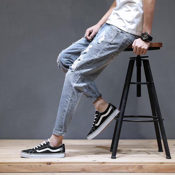 jeans male popular summer thin section han edition cultivate one's morality tide feet hole beggar nine points leisure, Blue
jeans male popular summer thin section han edition cultivate one's morality tide feet hole beggar nine points leisure, Blue