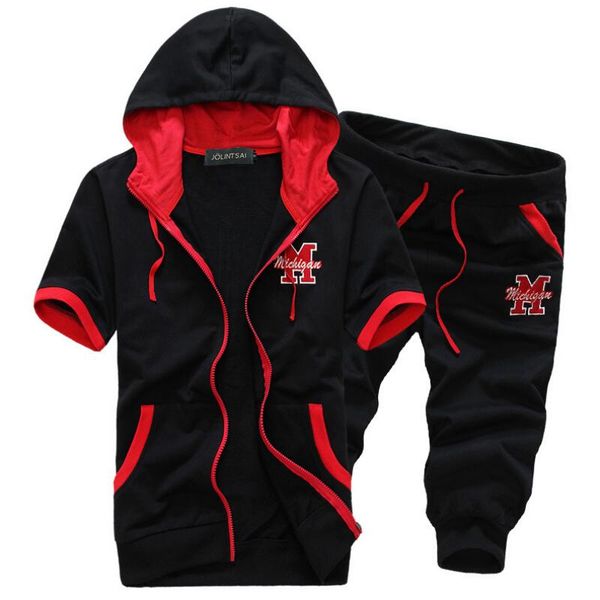 new casual men tracksuit set cardigan hooded sweatshirt sporting suit men set clothing hit color male casual shorts sets sale, Gray 
new casual men tracksuit set cardigan hooded sweatshirt sporting suit men set clothing hit color male casual shorts sets sale, Gray