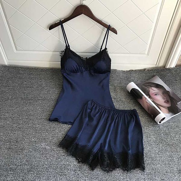 summer pajamas for women satin silk polyester women pajamas home suit set home clothing with chest pads sleepwear, Blue;gray
summer pajamas for women satin silk polyester women pajamas home suit set home clothing with chest pads sleepwear, Blue;gray