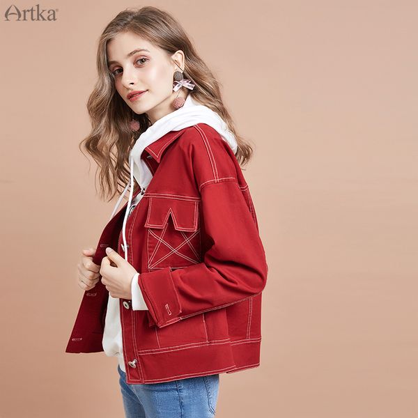 artka 2019 autumn new women jacket fashion casual streetwear jackets casual single breasted red denim jacket women wa10297q, Black;brown
artka 2019 autumn new women jacket fashion casual streetwear jackets casual single breasted red denim jacket women wa10297q, Black;brown