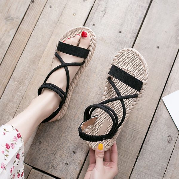summer new ladies flat sandals soft weave sole comfortable healthy sandals women open toe cross strappy beach shoes straw sandal, Black
summer new ladies flat sandals soft weave sole comfortable healthy sandals women open toe cross strappy beach shoes straw sandal, Black