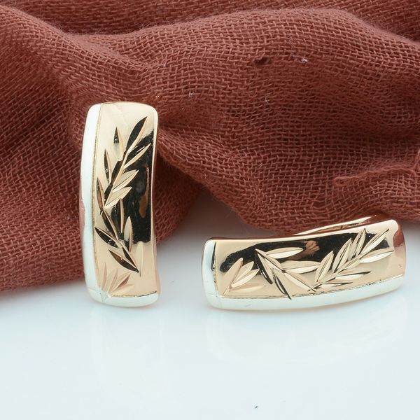 fj 2 style women 585 rose/white gold color earring without stone engraving leaf rectangle drop earrings, Silver 
fj 2 style women 585 rose/white gold color earring without stone engraving leaf rectangle drop earrings, Silver