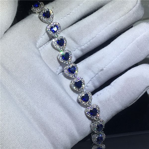 deluxe heart shape bracelet blue diamond white gold filled party engagement bracelets for women wedding accessaries, Black
deluxe heart shape bracelet blue diamond white gold filled party engagement bracelets for women wedding accessaries, Black