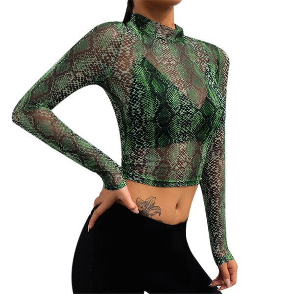 sexy women tshirt snake skin print net transparent mesh top long sleeve sheer see though tee shirt femme turtleneck tshirt l2, White
sexy women tshirt snake skin print net transparent mesh top long sleeve sheer see though tee shirt femme turtleneck tshirt l2, White