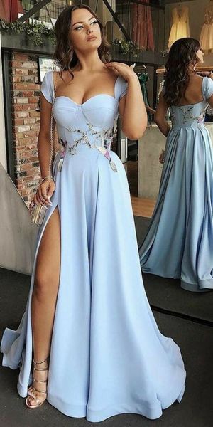 women long a-line satin light blue evening dresses with pockets robe de soiree floor length slit prom gowns vestido de festa custom, Black;red
women long a-line satin light blue evening dresses with pockets robe de soiree floor length slit prom gowns vestido de festa custom, Black;red