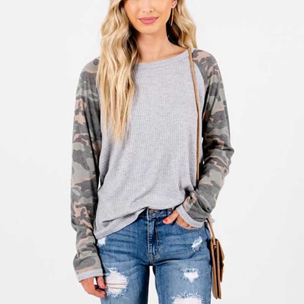 camouflage print panelled womens designer tshirts fashion pullover crew neck long sleeve womens tees casual females clothing, White
camouflage print panelled womens designer tshirts fashion pullover crew neck long sleeve womens tees casual females clothing, White