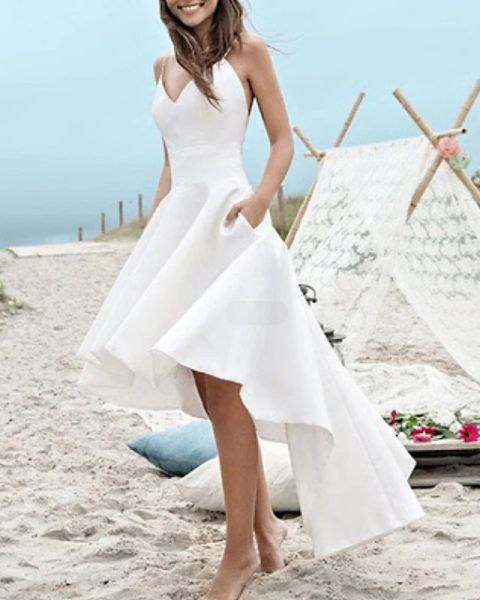 a-line wedding dresses v neck spaghetti strap asymmetrical satin sleeveless simple little white dress 1950s with pleats
a-line wedding dresses v neck spaghetti strap asymmetrical satin sleeveless simple little white dress 1950s with pleats