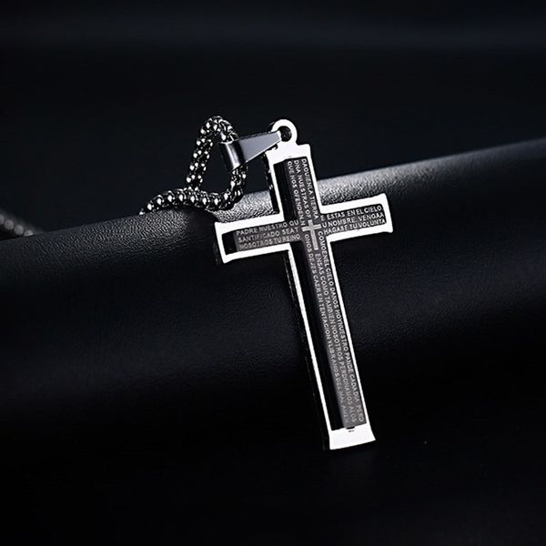 men's fashion double-layer cross stainless steel pendant jesus christ necklace custom jewelry statement long choker trendy, Silver
men's fashion double-layer cross stainless steel pendant jesus christ necklace custom jewelry statement long choker trendy, Silver