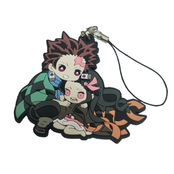 anime pendant for backpacks lovely manga figure demon slayer kimetsu no yaiba rubber keychain key ring, Silver 
anime pendant for backpacks lovely manga figure demon slayer kimetsu no yaiba rubber keychain key ring, Silver