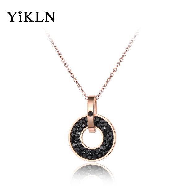 yikln trendy black & white crystal pendant necklaces for women girl rose gold titanium stainless steel wedding necklace yn18072, Silver
yikln trendy black & white crystal pendant necklaces for women girl rose gold titanium stainless steel wedding necklace yn18072, Silver