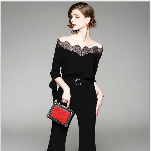 women bodysuit 2018 new autumn elegant off-shoulder stitched lace jumpsuit ladies fashion long sleeve high waist bodysuit, Black;white
women bodysuit 2018 new autumn elegant off-shoulder stitched lace jumpsuit ladies fashion long sleeve high waist bodysuit, Black;white