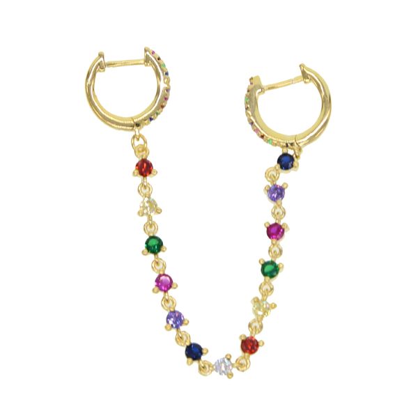 2019 colorful charming tassel earrings double hole mini gold hoops with rainbow white cz chain women gift jewelry, Golden;silver
2019 colorful charming tassel earrings double hole mini gold hoops with rainbow white cz chain women gift jewelry, Golden;silver