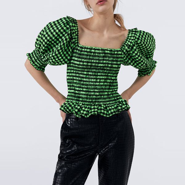 casual new preppy style plaid blouse pleated puff sleeve ruffles slash neck crop women summer sweet pullover shirt, White
casual new preppy style plaid blouse pleated puff sleeve ruffles slash neck crop women summer sweet pullover shirt, White