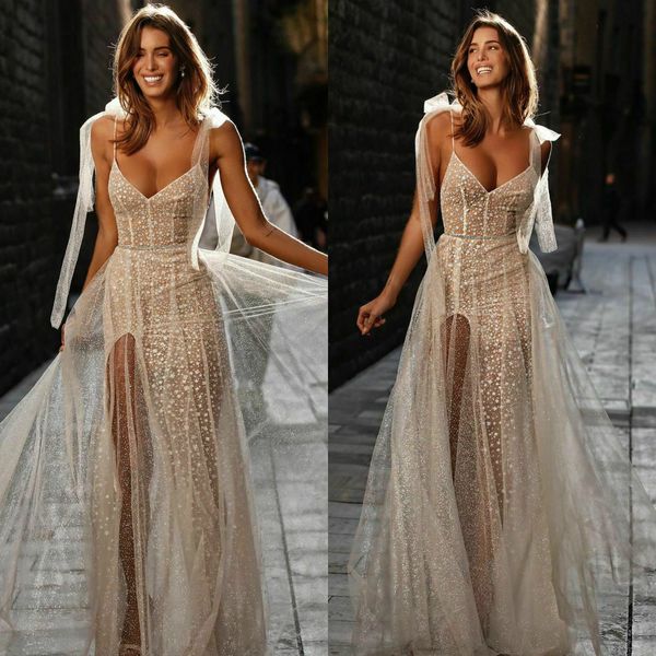 berta 2020 lace pearls wedding dresses spaghetti straps beach sequins backless bridal gowns vestido de novia, White
berta 2020 lace pearls wedding dresses spaghetti straps beach sequins backless bridal gowns vestido de novia, White