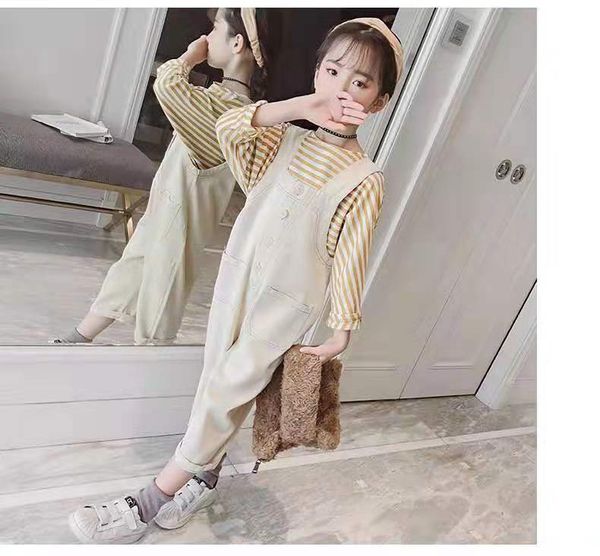 2020 new spring autumn kids girls cotton suits children girl striped +solid overall pants sets baby girl clothes 2pcs, White
2020 new spring autumn kids girls cotton suits children girl striped +solid overall pants sets baby girl clothes 2pcs, White