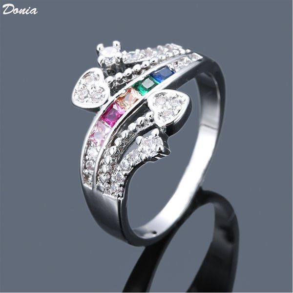 donia jewelry fashion rainbow series explosion ring personality pattern copper micro set zircon double heart rainbow ring gift, Silver
donia jewelry fashion rainbow series explosion ring personality pattern copper micro set zircon double heart rainbow ring gift, Silver
