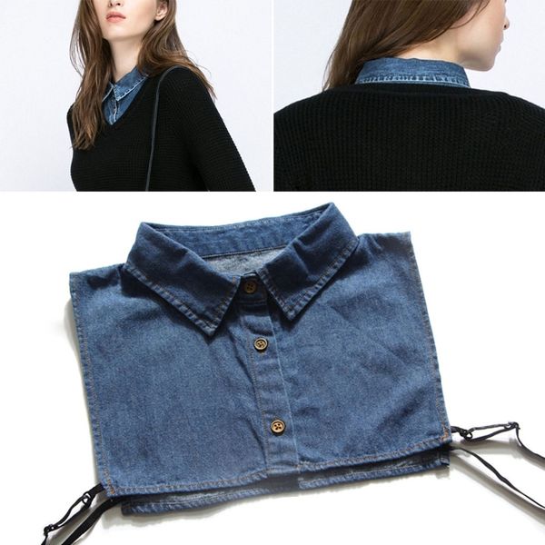women denim shirt false collar detachable fake necklace lapel shirt accessories, Blue;white
women denim shirt false collar detachable fake necklace lapel shirt accessories, Blue;white