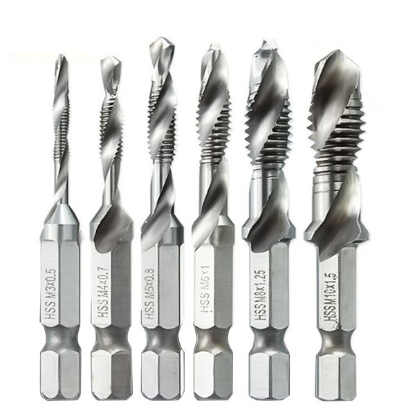 6pcs/set m3-m10 composite tap drill bit thread spirals crew tap 1/4'' hex hss,hexagon handle compound drill bits
6pcs/set m3-m10 composite tap drill bit thread spirals crew tap 1/4'' hex hss,hexagon handle compound drill bits