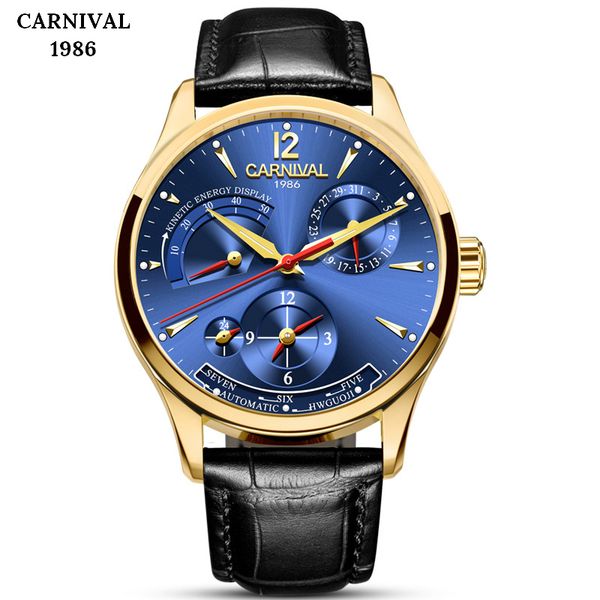 carnival kinetic energy display mens watches automatic mechanical men watch leather waterproof sport male clock, Slivery;brown
carnival kinetic energy display mens watches automatic mechanical men watch leather waterproof sport male clock, Slivery;brown