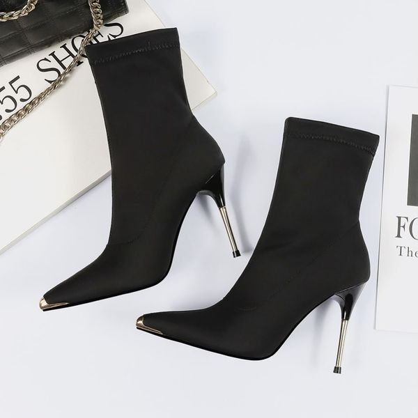 eoeodoit women boots high stiletto heels metal toe pointed sock boot shoes pumps flock lycra stretchy mid calf slip on, Black
eoeodoit women boots high stiletto heels metal toe pointed sock boot shoes pumps flock lycra stretchy mid calf slip on, Black