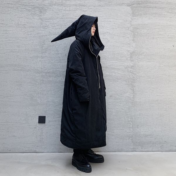 s- winter yamamoto style dark black personality asymmetrical design men's long loose loose hooded cotton coat
s- winter yamamoto style dark black personality asymmetrical design men's long loose loose hooded cotton coat