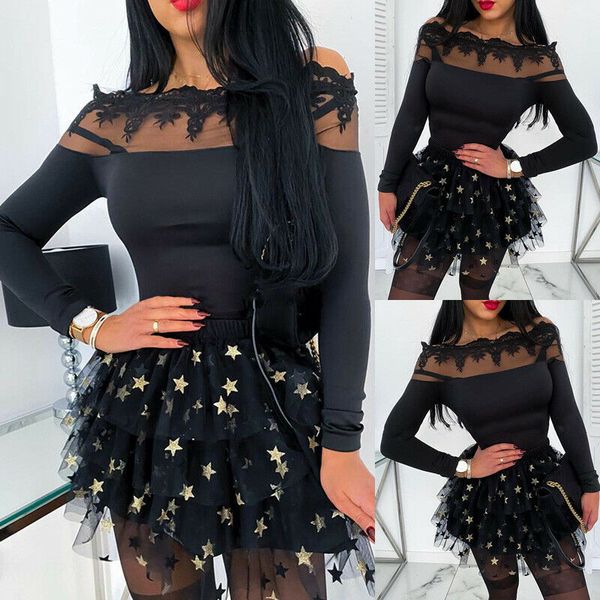 2020 fashion women spring floral lace off shoulder blouses ladies long sleeve black casual sheer panel blouses party clubwear, White
2020 fashion women spring floral lace off shoulder blouses ladies long sleeve black casual sheer panel blouses party clubwear, White