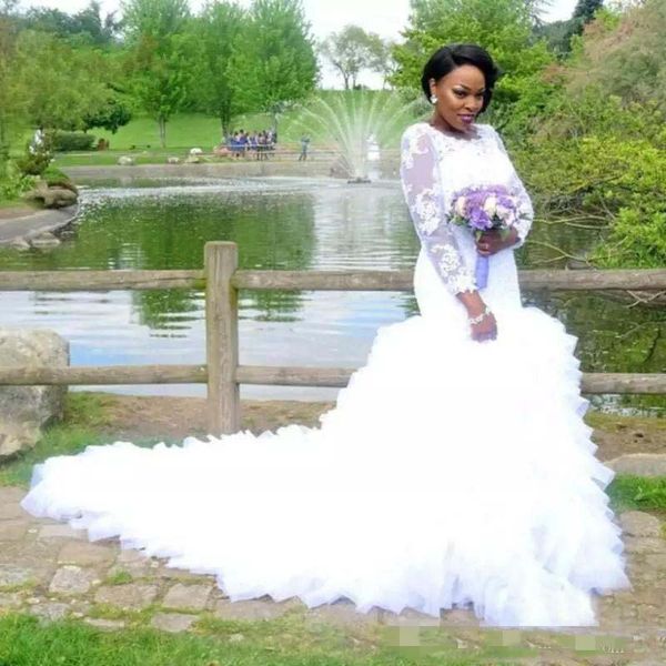 Plus Size Long Retro Bridal Dress African Mermaid Wedding Dresses With Lace Appliques Illusion Long Sleeves Wedding Gowns
Plus Size Long Retro Bridal Dress African Mermaid Wedding Dresses With Lace Appliques Illusion Long Sleeves Wedding Gowns
