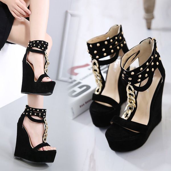 2020 new gladiator women sandals high heels fashion sandals chain platform wedges shoes for women, Black
2020 new gladiator women sandals high heels fashion sandals chain platform wedges shoes for women, Black