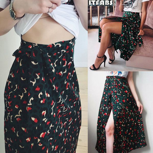 summer ladies leopard ankle-length skirt boho beach vacation party skirt, Black 
summer ladies leopard ankle-length skirt boho beach vacation party skirt, Black