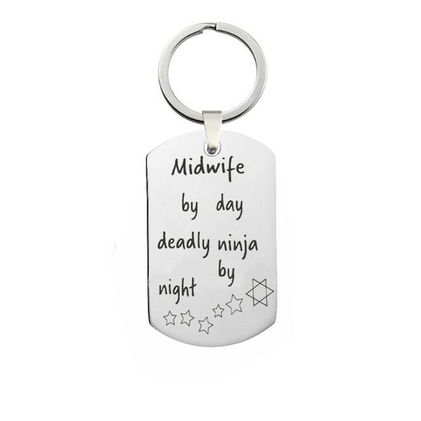 New Jewelry Engraved Midwife By Day Deadly Ninja By Night Keyrings For Women Gift High Quality Car Keychains
New Jewelry Engraved Midwife By Day Deadly Ninja By Night Keyrings For Women Gift High Quality Car Keychains