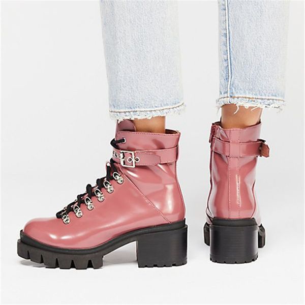 vintage boots lace up winter women new round toe boots buckle fashion casual wedge low heels boots, Black
vintage boots lace up winter women new round toe boots buckle fashion casual wedge low heels boots, Black