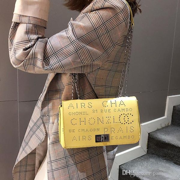 shangxinyang temperament inclined small bag lady 2019 new chain single shoulder bag korean plate hollow small square bag